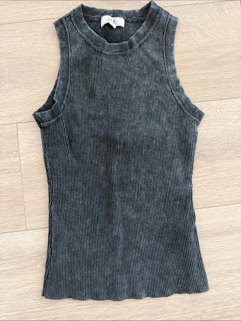 Jolie Ribbed Tank in Charcoal